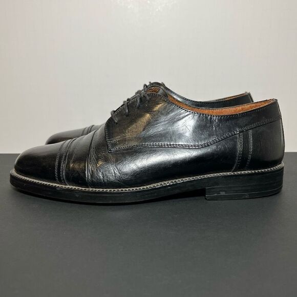 Mens GIORGIO BRUTINI Private Collection Black Cap Toe Oxford Shoes / Size 8.5 - Picture 3 of 9